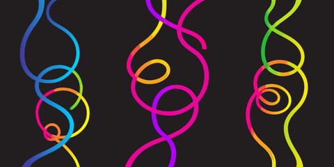 Abstract colorful gradient lines on black background modern art design