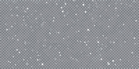 Realistic falling snow overlay on transparent background for winter holiday designs