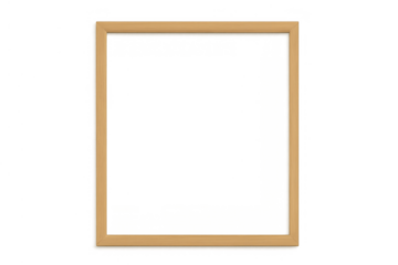 Empty wooden picture frame on transparent background for custom display, adding text or image