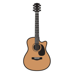 Naklejka premium Stylized illustration of acoustic guitar with cutout design in monochrome scheme