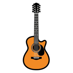 Naklejka premium Silhouette of an acoustic guitar displaying artistry and simplicity for design or illustration