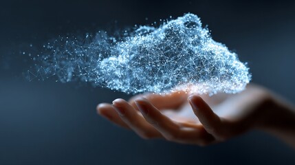 Captivating cloud network held gently in hand, symbolizing powerful connectivity and innovative data solutions for future technology needs