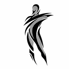 Abstract Human Figure Silhouette Dynamic Motion.