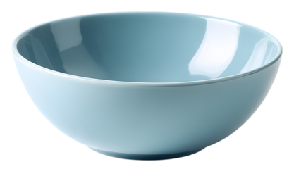 A simple modern light blue ceramic bowl with a smooth matte finish perfect for serving food or as a decorative item isolated on transparent background