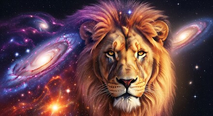 Majestic portrait of a wild feline lion with a golden mane resting in the sun and night safari wildlife natureMajestic portrait of a wild feline lion with a golden mane resting in the sun and night sa