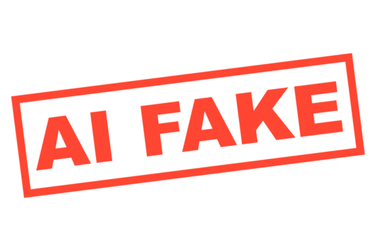 AI FAKE stamp sign, AI fake news seal sign illustration in PNG isolated on transparent background