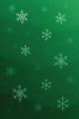 Soft blur snowflakes floating on layered green