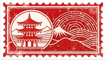 red Japan Grunge Stamp.