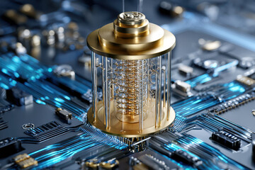 Quantum processor design showcasing intricate circuitry and advanced technology