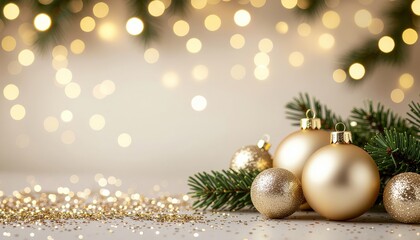 Festive christmas decoration with gold ornaments cozy indoor setting high-quality image winter wonderland warm ambiance celebratory theme