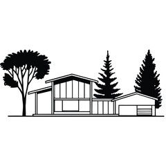 Adobe Illustrator Artwork CAD Drawings. Minimal style cad tree line side view, set of graphics trees elements outline symbol for architecture and landscape design drawing. Vector illustration
