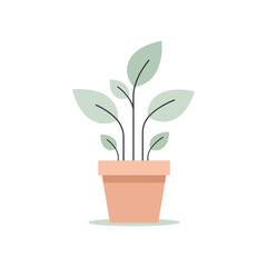 Obraz premium Minimalist potted plant illustration for serene and modern interior decor projects
