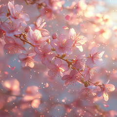 Cherry Blossom Branch Wall Art, Soft Pink Sakura Flowers, Romantic Spring Digital Print