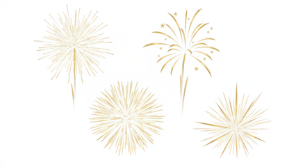 Golden firework texture, thin  stroke lines. Isolated png illustration, transparent background. Design  for overlay, montage, texture. Happy new year concept.