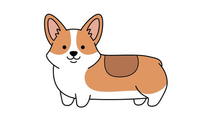 Corgi dog with tan and white fur black eyes nose and mouth