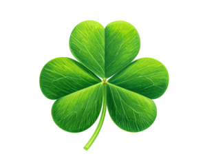 A vibrant, detailed three-leaf clover, isolated on a deep black backdrop