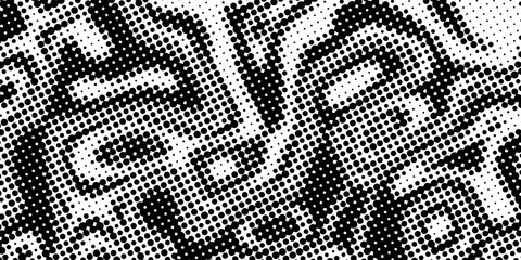 Black and White Halftone Abstract Seamless Pattern. futuristic technology concept