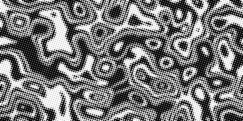 Black and White Halftone Abstract Seamless Pattern