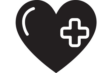 Fototapeta premium Stunning black and white heart icon with medical cross symbol perfect for healthcare marketing and wellness concepts