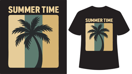 Summer time palm tree retro stripes t-shirt design