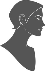 Elegant silhouette of a woman&rsquo;s profile with stylish hair and artistic details