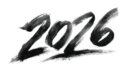 Bold chalk art year 2026 isolated on transparent background