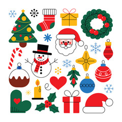 Fototapeta premium Festive christmas design with traditional holiday colors and elements