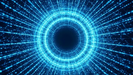 Digital data tunnel abstract glowing particles connection technology