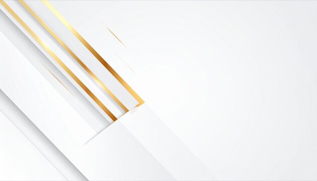 Modern white background with golden line geometric shapes for presentation design.
