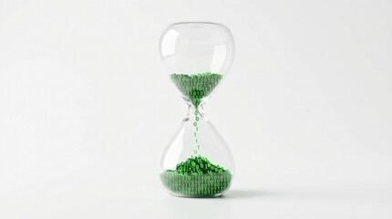 Data flowing in hourglass, digital time concept