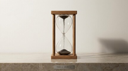 Hourglass with sand, conceptual time in reverse