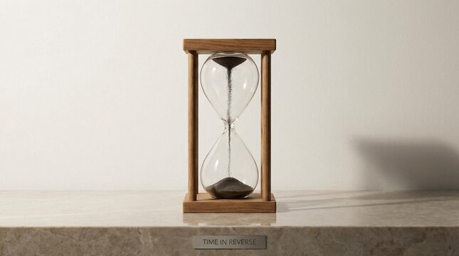 Hourglass with sand, conceptual time in reverse - Powered by Adobe