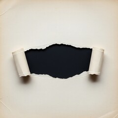 Torn paper with rolled edges revealing a dark space or emptiness