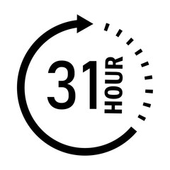 Thirty-one hour time limit countdown icon