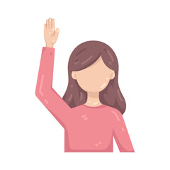 Illustration of Woman Raising Hand