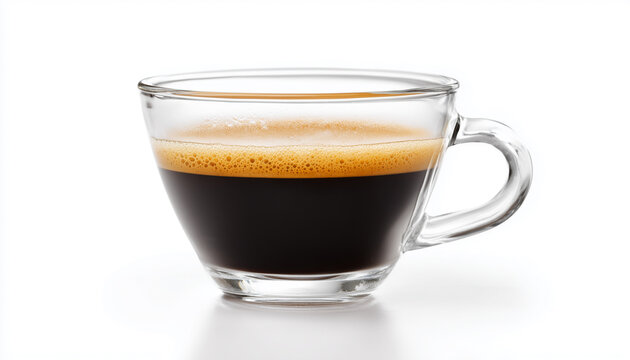 coffee in transparent glass cup isolated on white background