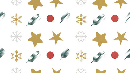 flat vector seamless christmas print with pine branches stars berries and snowflakes