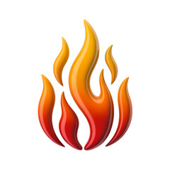 Vibrant stylized flame icon with realistic glowing embers isolated on transparent background