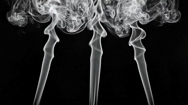Ethereal smoke plumes dance in a mesmerizing flow against a stark black canvas, perfect for adding mystery and intrigue to your next project now