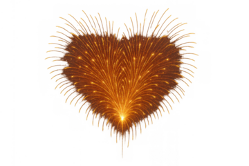 Golden heart shaped fireworks exploding, celebrating love, romance, valentine's day, anniversaries, and special moments