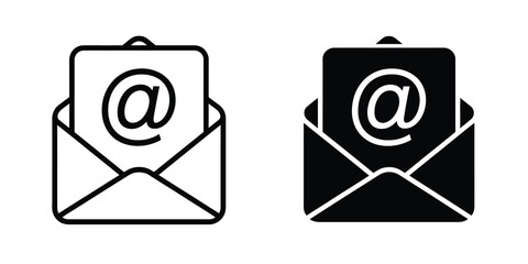 Mail and Email Icon Set in Clean Vector Style Featuring Envelopes, Message Symbols, Communication Elements, and Notification Graphics for Web, App UI, and Digital Design Projects