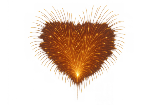 Golden heart shaped fireworks exploding, celebrating love, romance, valentine's day, anniversaries, and special moments - Powered by Adobe