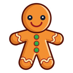 Cute gingerbread man outline vector illustration for christmas and holiday designs