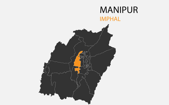 Manipur png map with districts, Indian state Manipur district map, Manipur Imphal