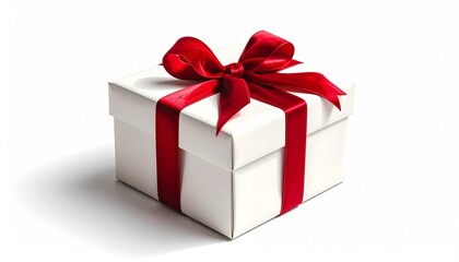 Fototapeta premium white gift with red ribbon 