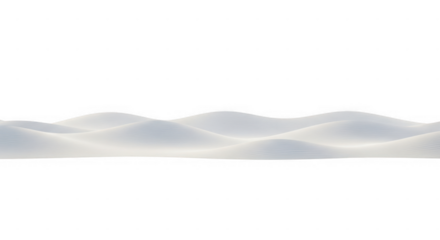 A row of soft, undulating snowdrifts creating a winter landscape isolated on transparent background