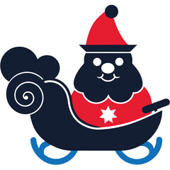 Santa sleigh silhouette icon for christmas holiday designs and festive season projects