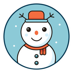 Simple snowman face vector illustration with circular outline design for winter holiday projects
