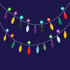Colorful string lights pattern with small bulbs on a dark background