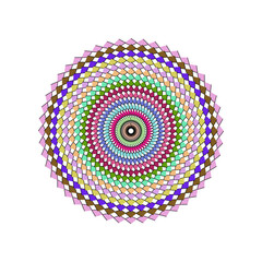 Pastel and earthy toned geometric mandala on white